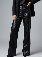 826 Women's black baggy  Pants | Comfortable Faux Leather Trousers Pakistan - velnoor