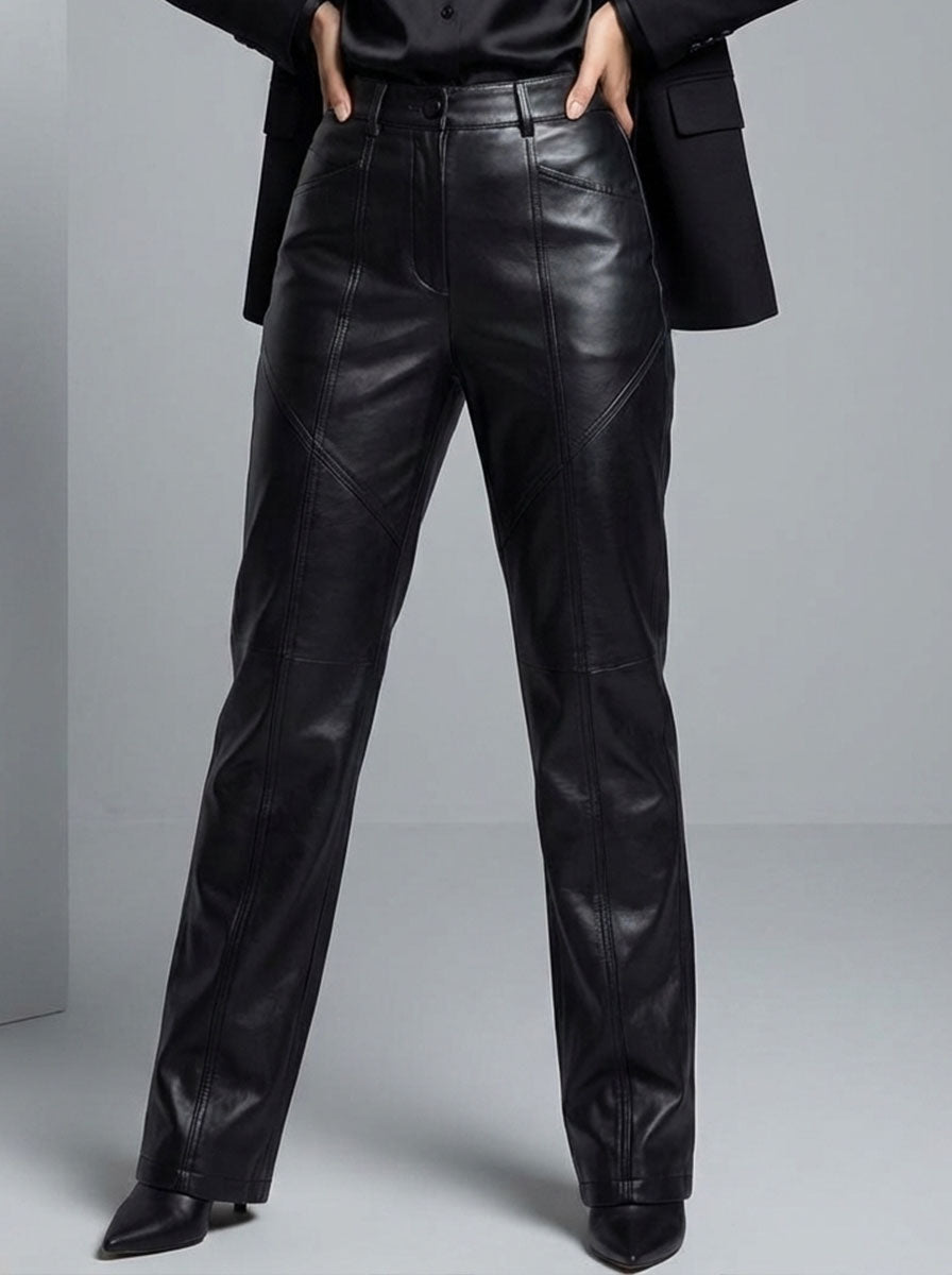 824  Women's Classic Leather Pants | Elegant Faux Leather Wear Pakistan - velnoor