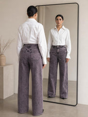 Maroon Shade Wide Leg Denim Jeans  For Women/Girls/Female Export Quality Fashion Baggy Jeans