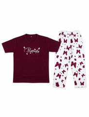 Premium Butterfly Printed Women’s Pajama & T-Shirt Night Suit Set