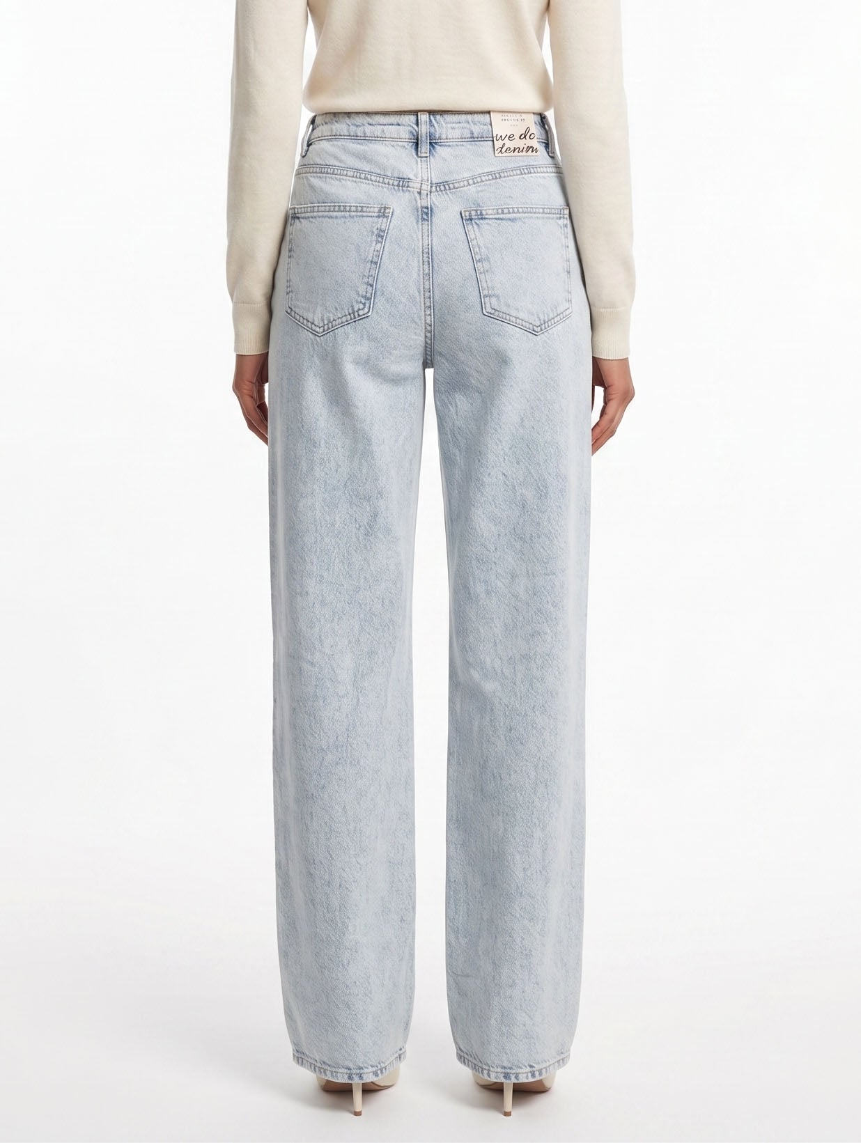 Fashion Baggy Jeans Ice Blue Wide Leg Denim Jeans  For Women/Girls/Female Export Quality