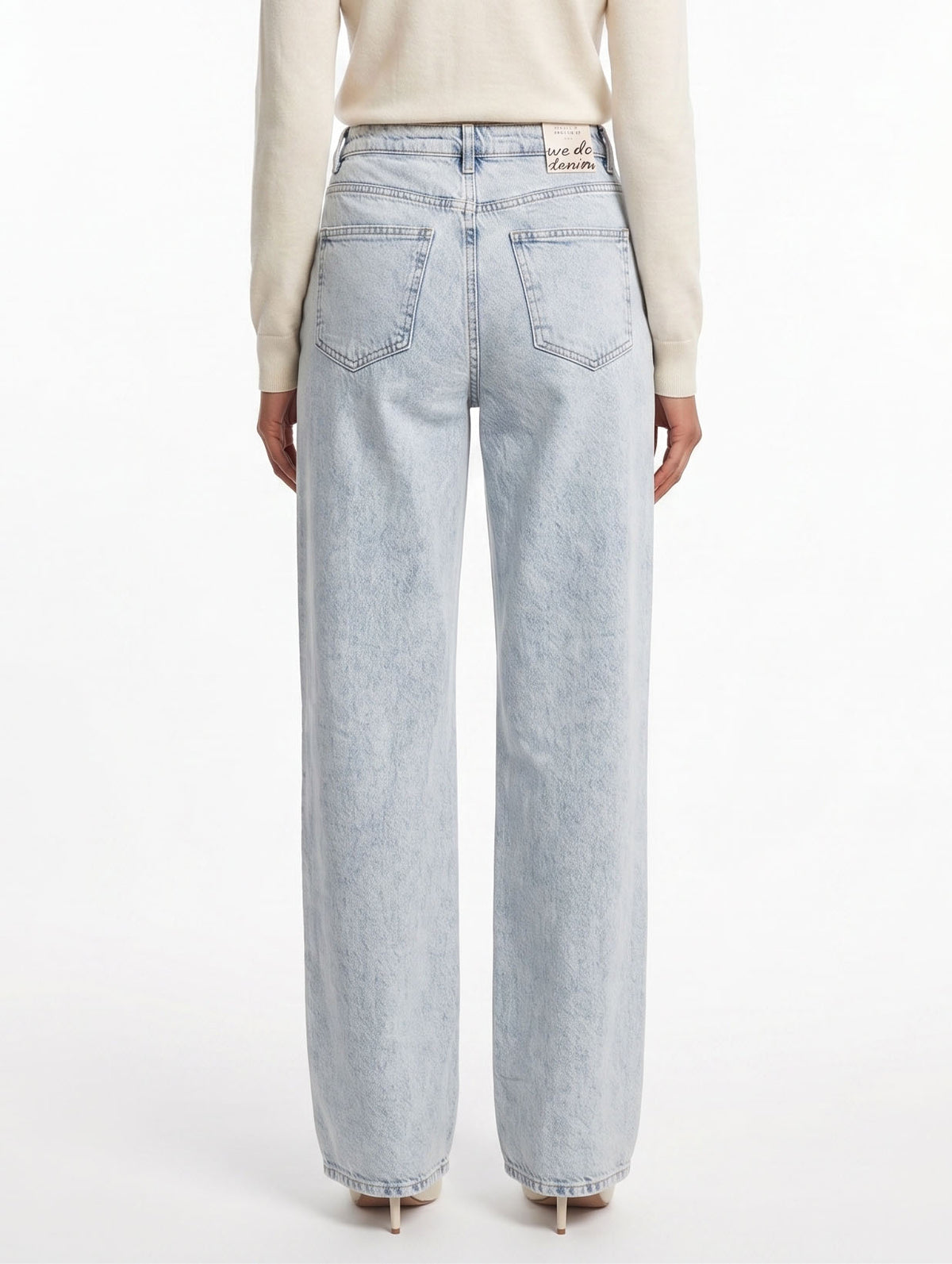 Fashion Baggy Jeans Ice Blue Wide Leg Denim Jeans  For Women/Girls/Female Export Quality
