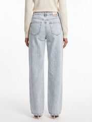 Fashion Baggy Jeans Ice Blue Wide Leg Denim Jeans  For Women/Girls/Female Export Quality
