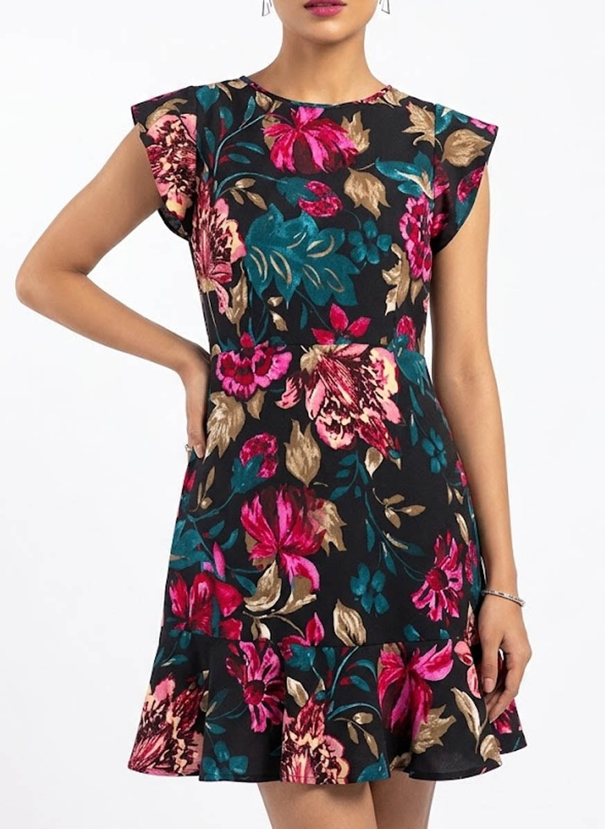 Imported Western Mini Dress chiffon mini dress No-752 Velnoor Store