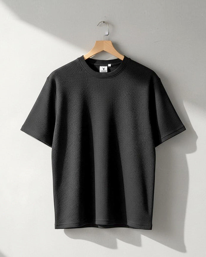 Classic Men's Black Textured Drop Shoulder T-Shirt