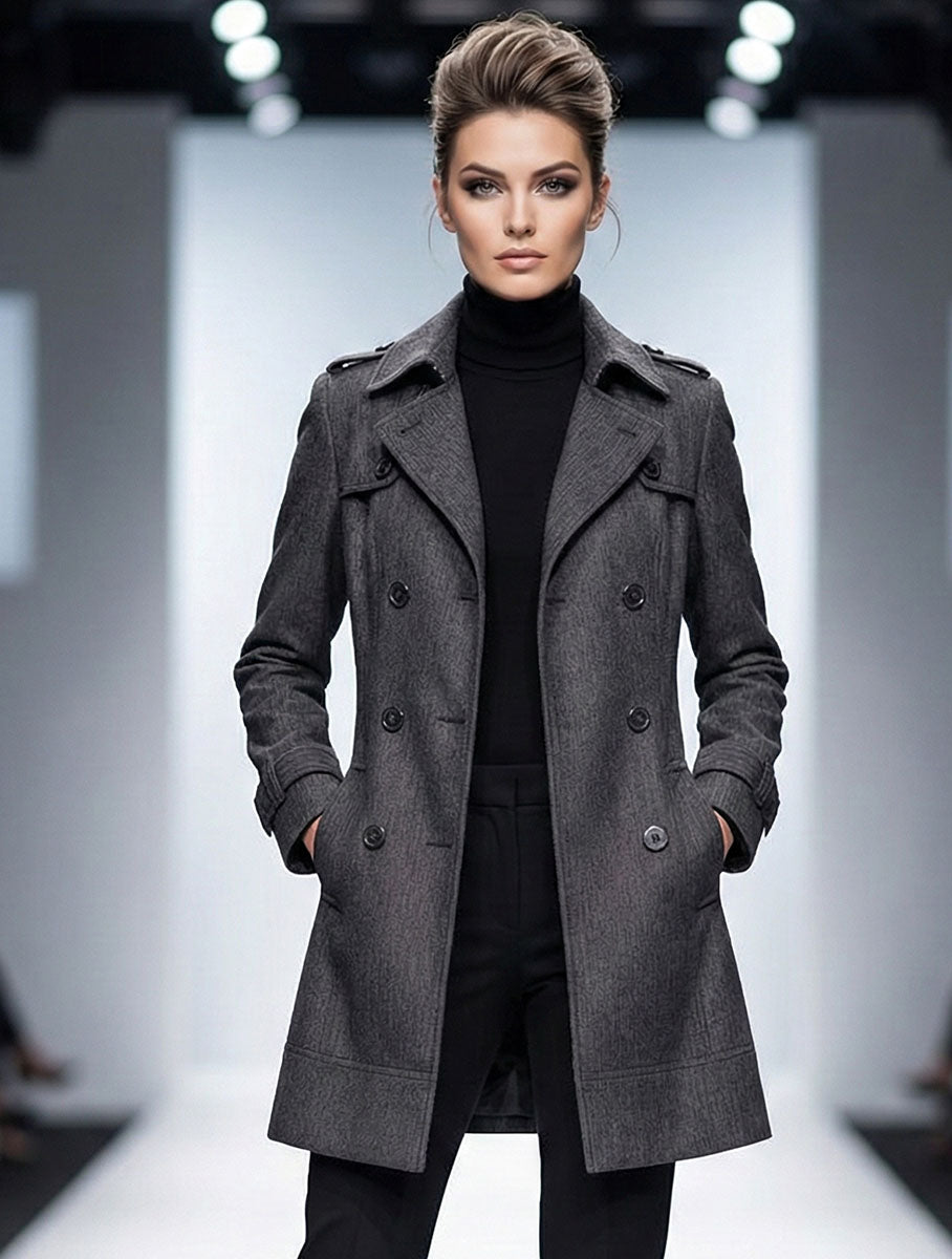 1596 gray Women's Premium Soft Long Coat | Luxury Winter Wear Pakistan - velnoor