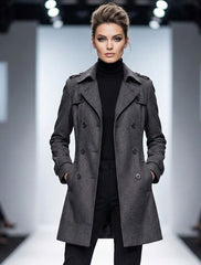 1596 gray Women's Premium Soft Long Coat | Luxury Winter Wear Pakistan - velnoor