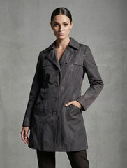 1592 grey Women's Long Coat Premium Stitch | Durable Winter Wear Pakistan - velnoor