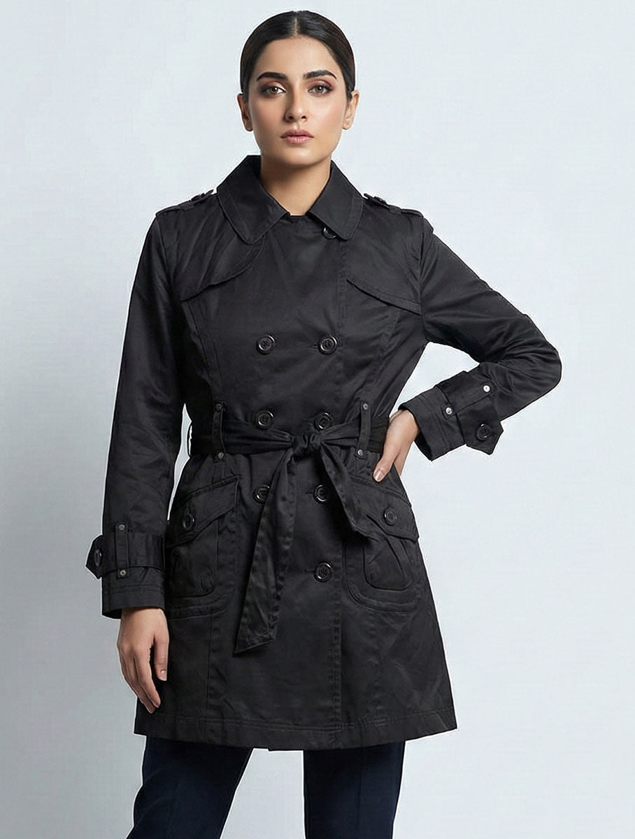 1597 Women's Button Down Long Coat | Classic Look Pakistan - velnoor