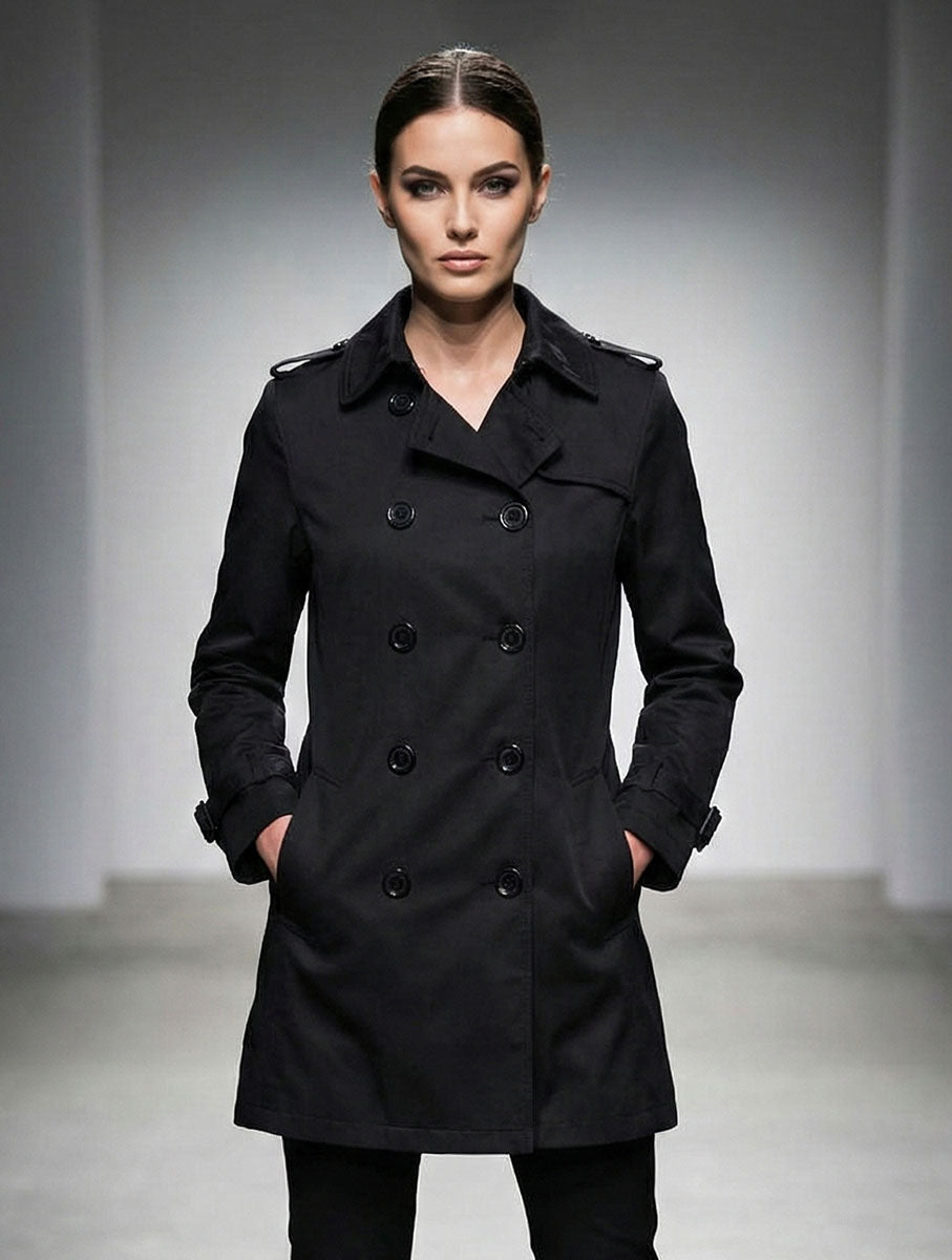 1590 Black Women's Long Coat Premium Stitch | Durable Winter Wear Pakistan - velnoor