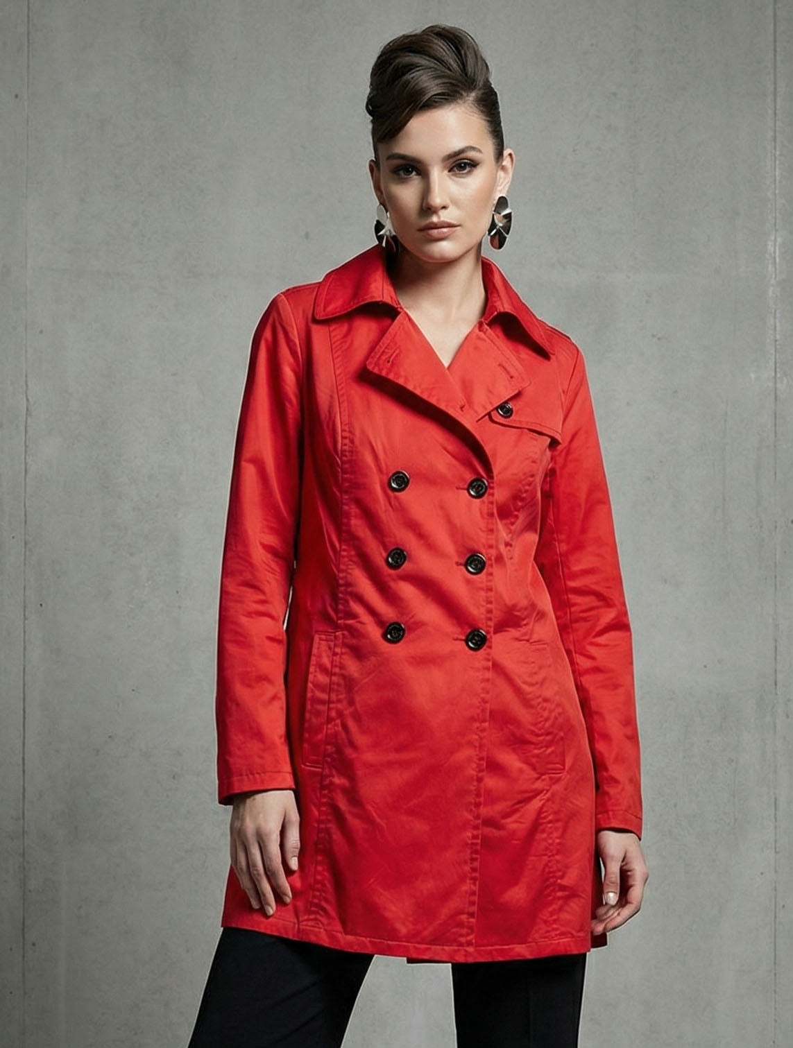 1591 Red Women's Long Coat Premium Stitch | Durable Winter Wear Pakistan - velnoor
