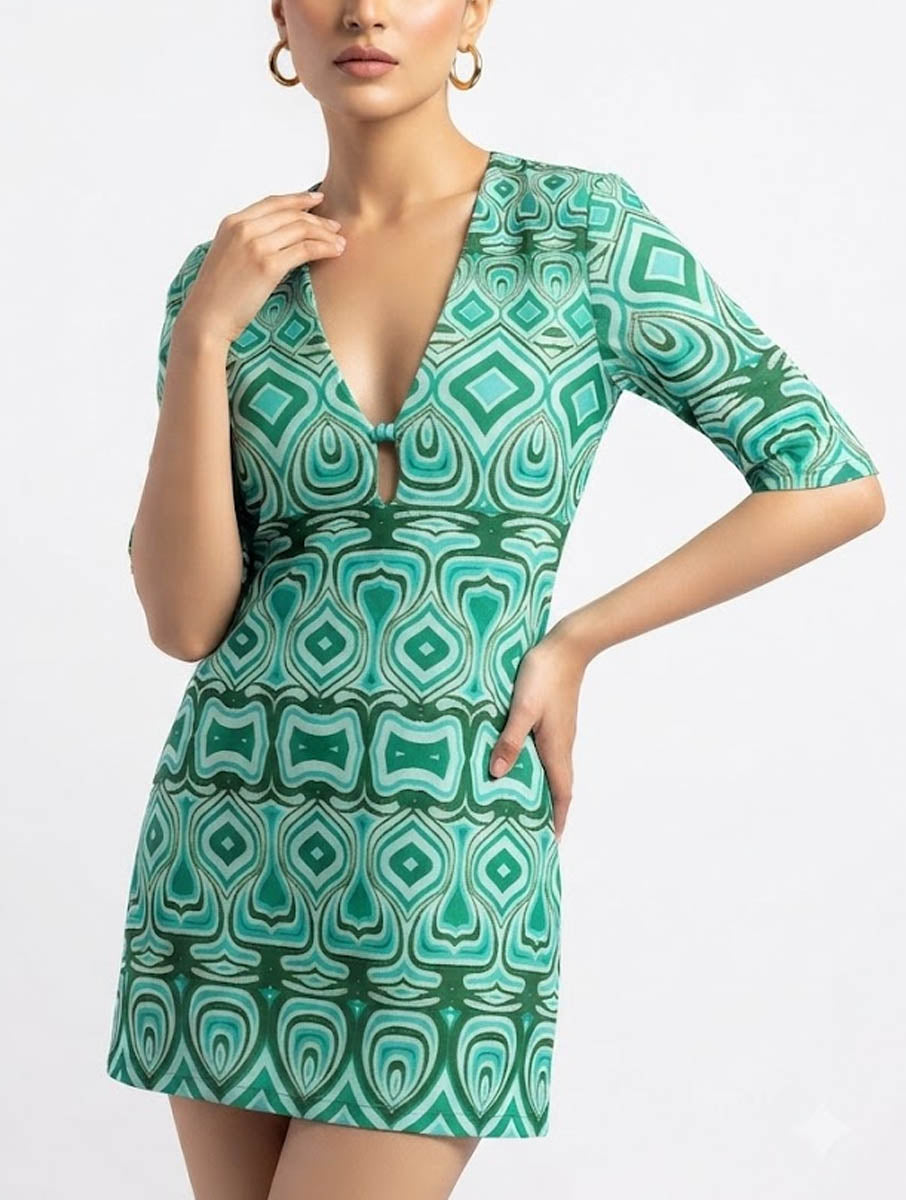 Imported Western mini dress jersey mini dress No-2781 Velnoor Store