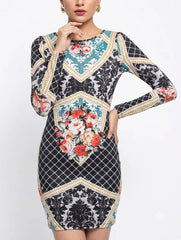 Imported Western mini dress silk jersey mini dress No-2786 Velnoor Store