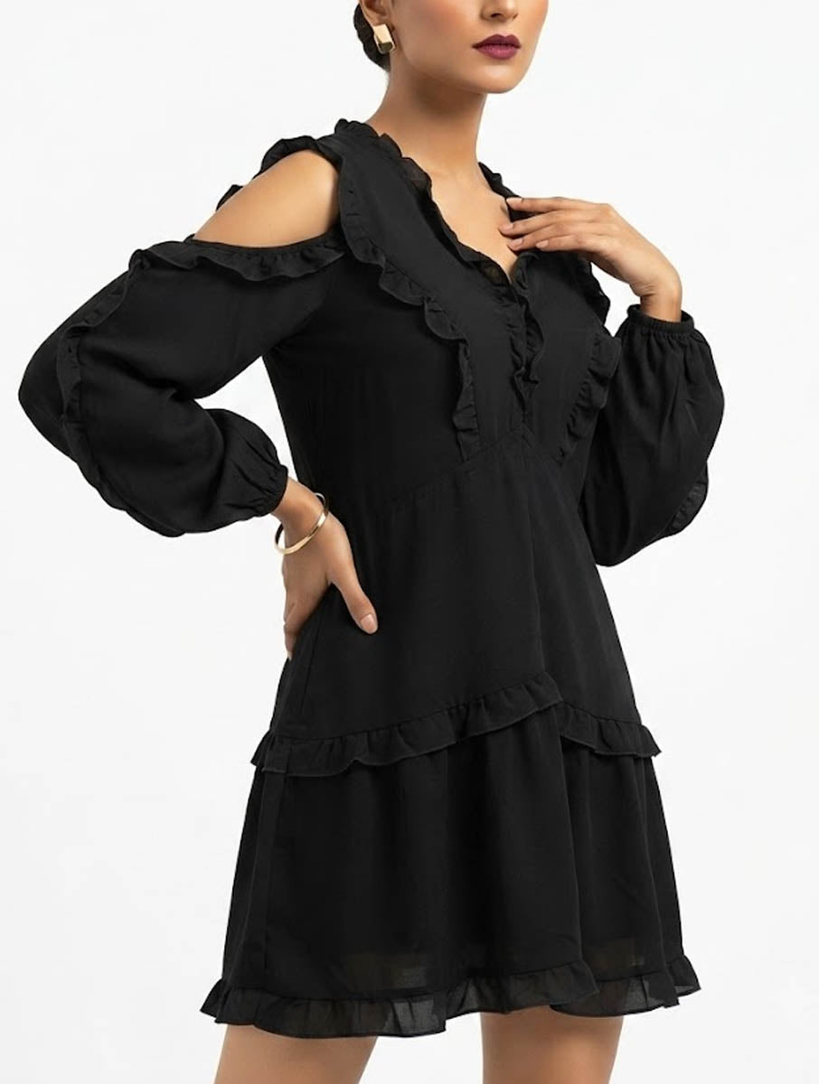 Imported Western mini dress linen mini dress No-2769 Velnoor Store