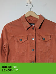 132 Trendy dark orange Denim Jacket for Girls Pakistan – Fashion Wear | Velnoor