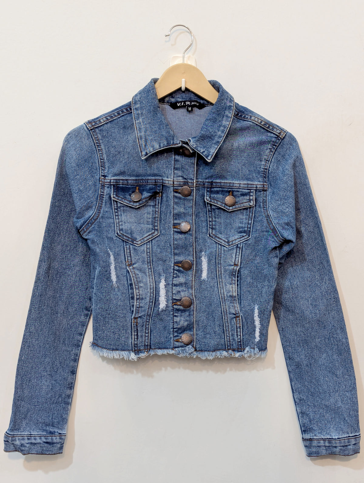 123 VIP JEANS Cropped Denim Jacket for girl  – Cool & Chic Pakistan | Velnoor