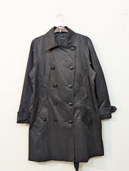1695 Black Women's Long Coat with Inner Fleece | Soft Warm Winter Pakistan - velnoor