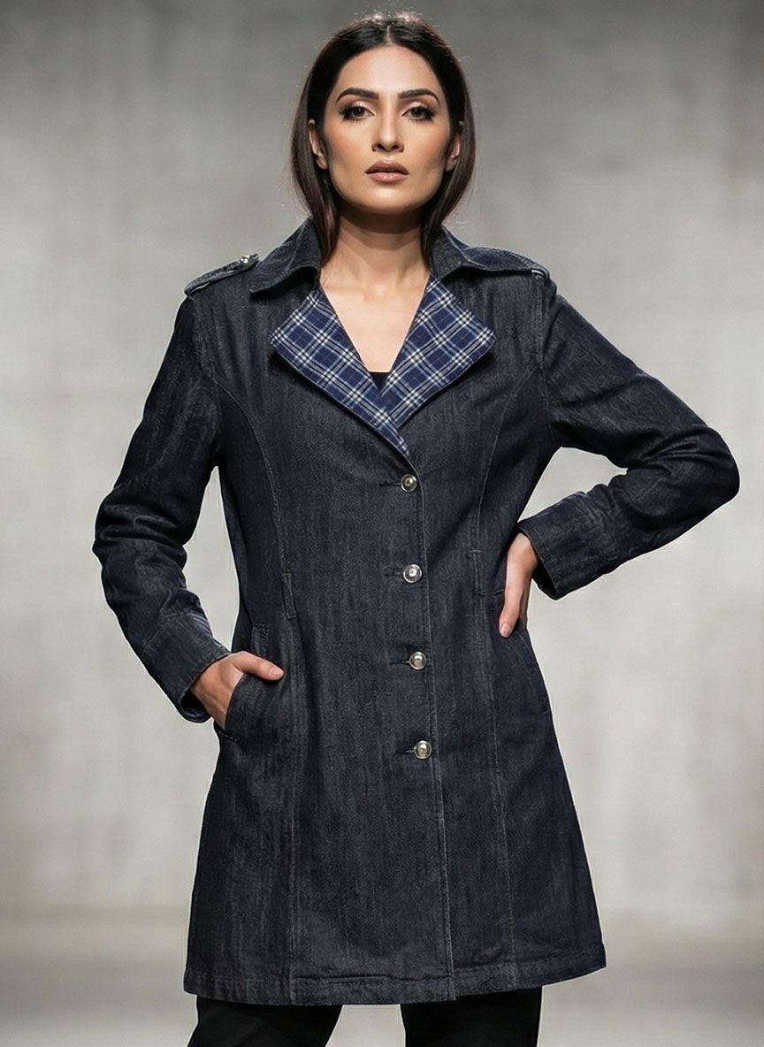 1660 Women's Long Coat with Buttons | Classic Winter Coat Pakistan - velnoor