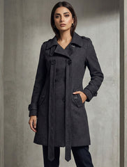 1579 Women's High Collar Long Coat | Stylish Winter Outerwear Pakistan - velnoor