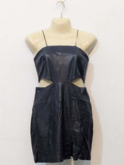 874 Women's Deep Neck Leather Party Dress | Elegant Fashion Pakistan -velnoor