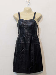 870 Women's Brown Leather Party Dress | Elegant Evening Fashion Pakistan -velnoor