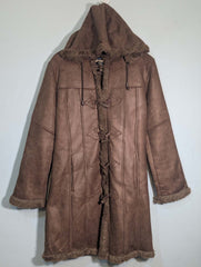 602 Dark Beige color Women's Long Coat Plush | Extra Soft Winter Pakistan - velnoor