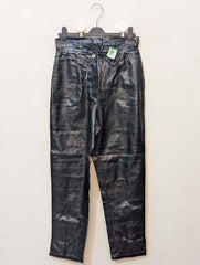 851  Black Women's Slim Fit Leather pant | Trendy Faux Leather Pants Pakistan - velnoor