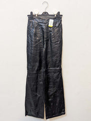 826 Women's black baggy  Pants | Comfortable Faux Leather Trousers Pakistan - velnoor