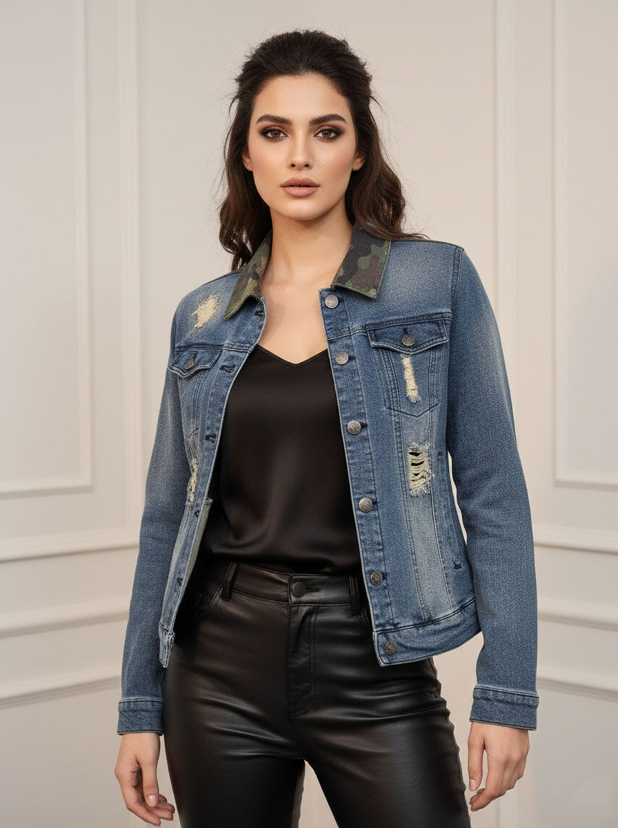 1160 Girls Trendy Denim Jacket – Modern & Soft Style Pakistan | Velnoor