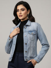1149 Girls Casual Denim Jacket – Modern Winter Style Pakistan | Velnoor