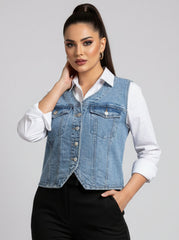 750 Girls Cropped Denim Jacket – Cool & Chic Pakistan | Velnoor
