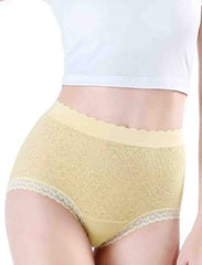 Premium Women’s Soft Lace High Waist Seamless Free Size Panty – Floral Comfort Brief